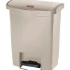 ® Slim Jim Resin Front Step-On Trash Can, 8 Gallons, Beige (1883456)<Rubbermaid New