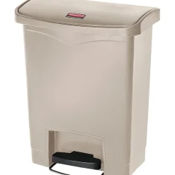 ® Slim Jim Resin Front Step-On Trash Can, 8 Gallons, Beige (1883456)<Rubbermaid New
