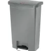 Slim Jim Resin Front Step-On Trash Can, 13 Gallon, Gray<Rubbermaid New