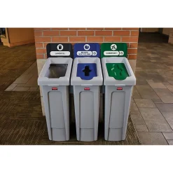 Slim Jim Single-Stream Recycling Station, 23 Gallon, Gray/Black (2185053)<Rubbermaid Best