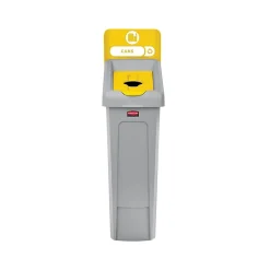 Slim Jim Single-Stream Recycling Station, 23 Gallon, Gray/Yellow (2185052)<Rubbermaid
