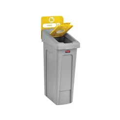 Slim Jim Single-Stream Recycling Station, 23 Gallon, Gray/Yellow (2185052)<Rubbermaid