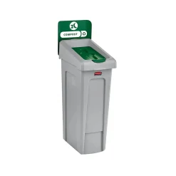 Slim Jim Single-Stream Recycling Station, 23 Gallon, Gray/Green (2185051)<Rubbermaid Clearance