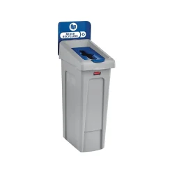 Slim Jim Single-Stream Recycling Station, 23 Gallon, Gray/Blue (2185055)<Rubbermaid Online