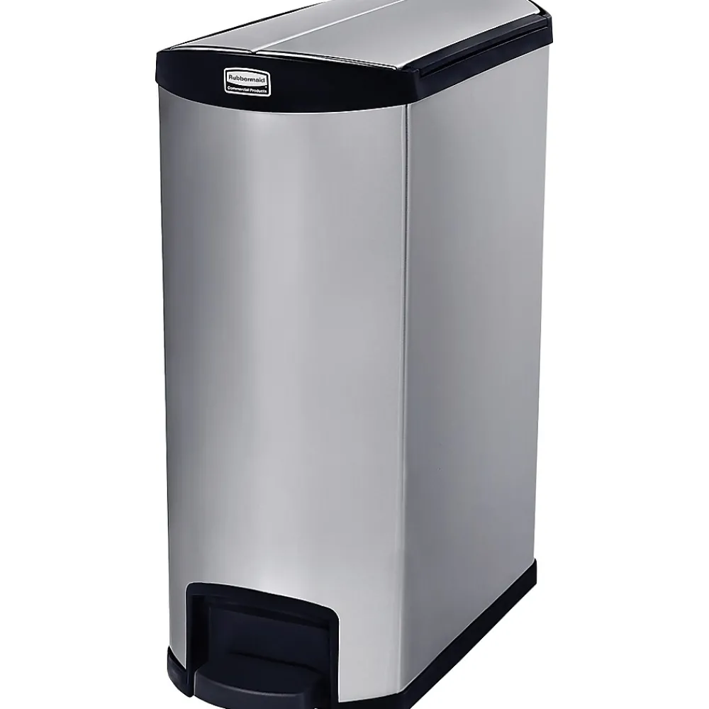 Slim Jim Stainless Steel Step Trash Can, Black And Metallic, 24 gal. (1902000)<Rubbermaid Online