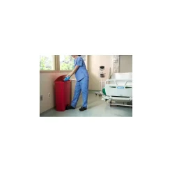 Slim Jim Step-On Plastic Step Trash Can, 18 Gallon, Red (1883568)<Rubbermaid