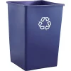 Untouchable Recycling Waste Containers, Square w/PCR Content, Blue, 35 gallon<Rubbermaid Best