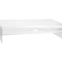 Online Russell+Hazel Monitor Stand with Drawer, Clear/Gold (98149)