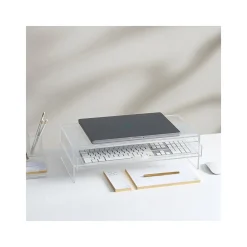 Online Russell+Hazel Monitor Stand with Drawer, Clear/Gold (98149)