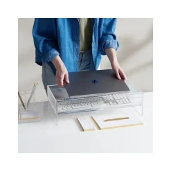 Online Russell+Hazel Monitor Stand with Drawer, Clear/Gold (98149)