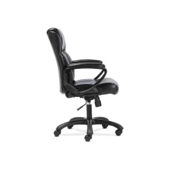 Office Chairs*Sadie Mid-Back Executive Chair, Fixed Padded Arms, Black Leather (BSXVST305)
