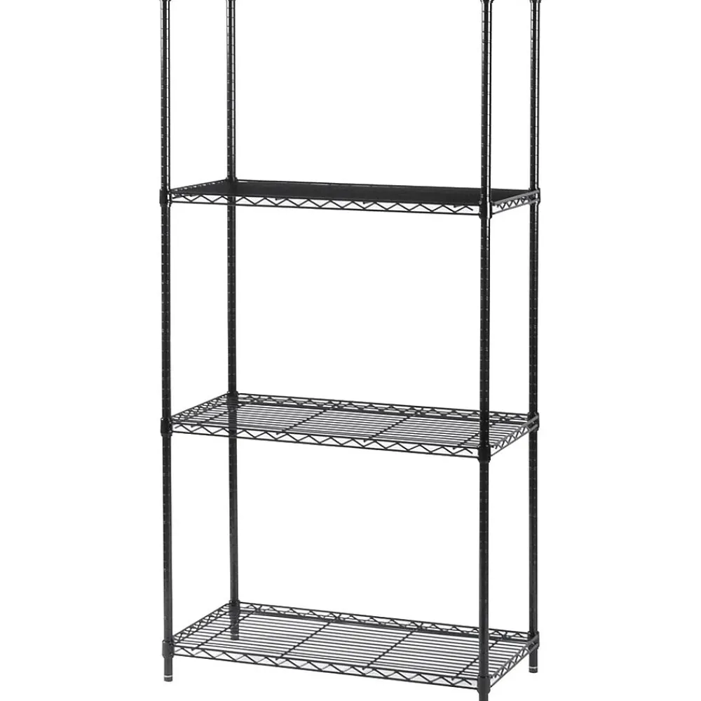 Shelving*Safco Commercial 4-Shelf Wire Stand Alone, 36", Black (5276BL)