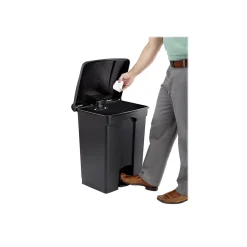 Indoor Step Trash Can, Black Plastic, 17 Gal. (9922BL)<Safco Online
