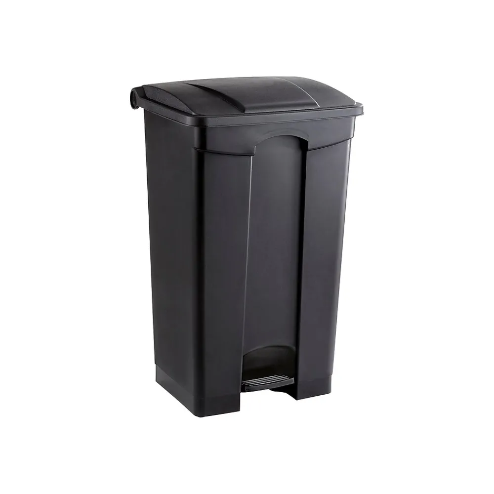 Indoor Step Trash Can, Black Plastic, 23 Gal. (9923BL)<Safco Outlet