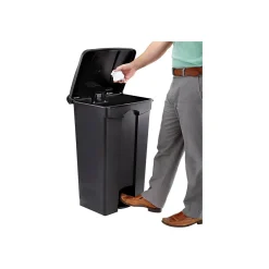 Indoor Step Trash Can, Black Plastic, 23 Gal. (9923BL)<Safco Outlet