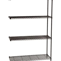 Shelving*Safco Industrial Add-On Unit 4-Shelf Wire, 48.03", Black (5292BL)