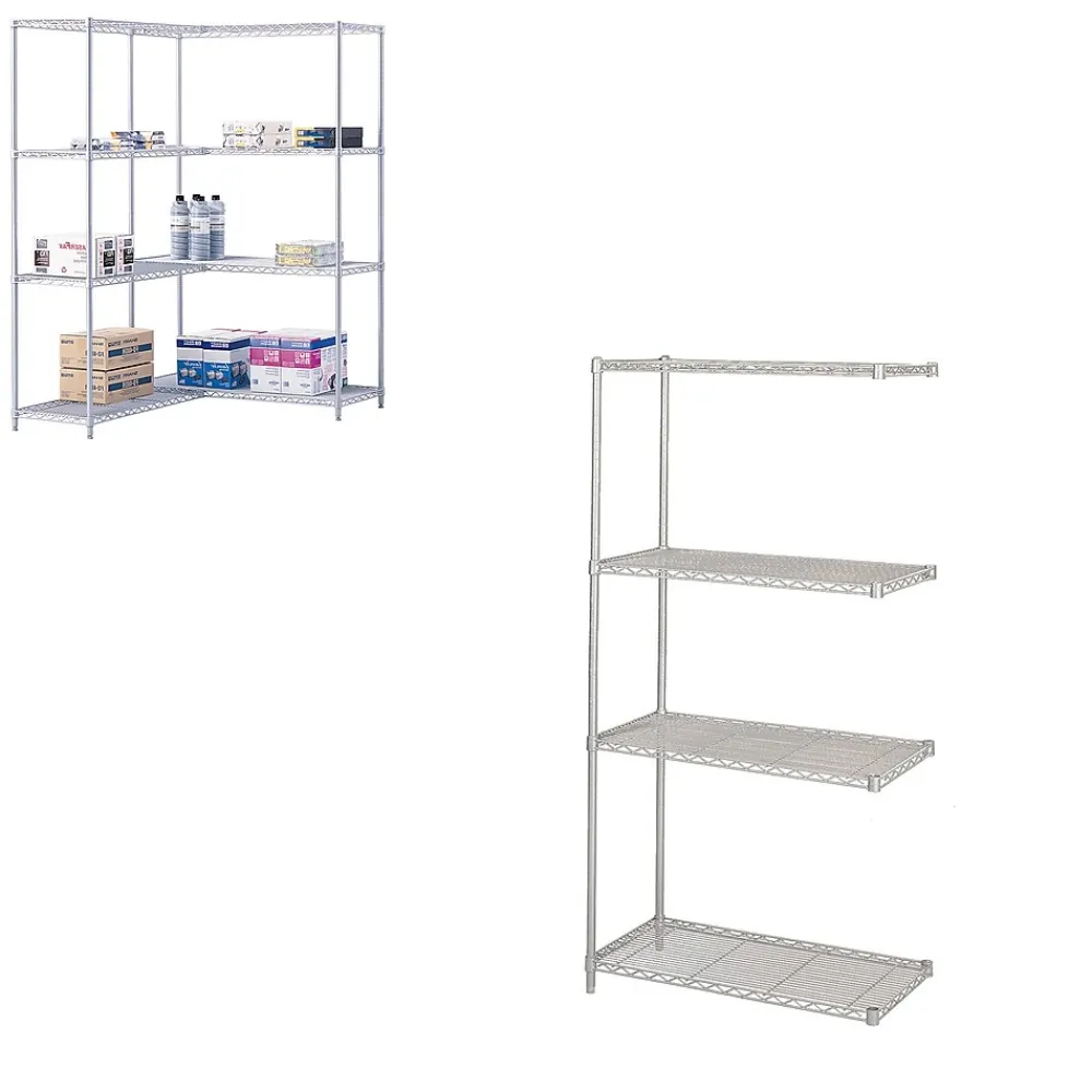 Shelving*Safco Industrial 4-Shelf Metal Unit, 36", Metallic Gray (5286GR)