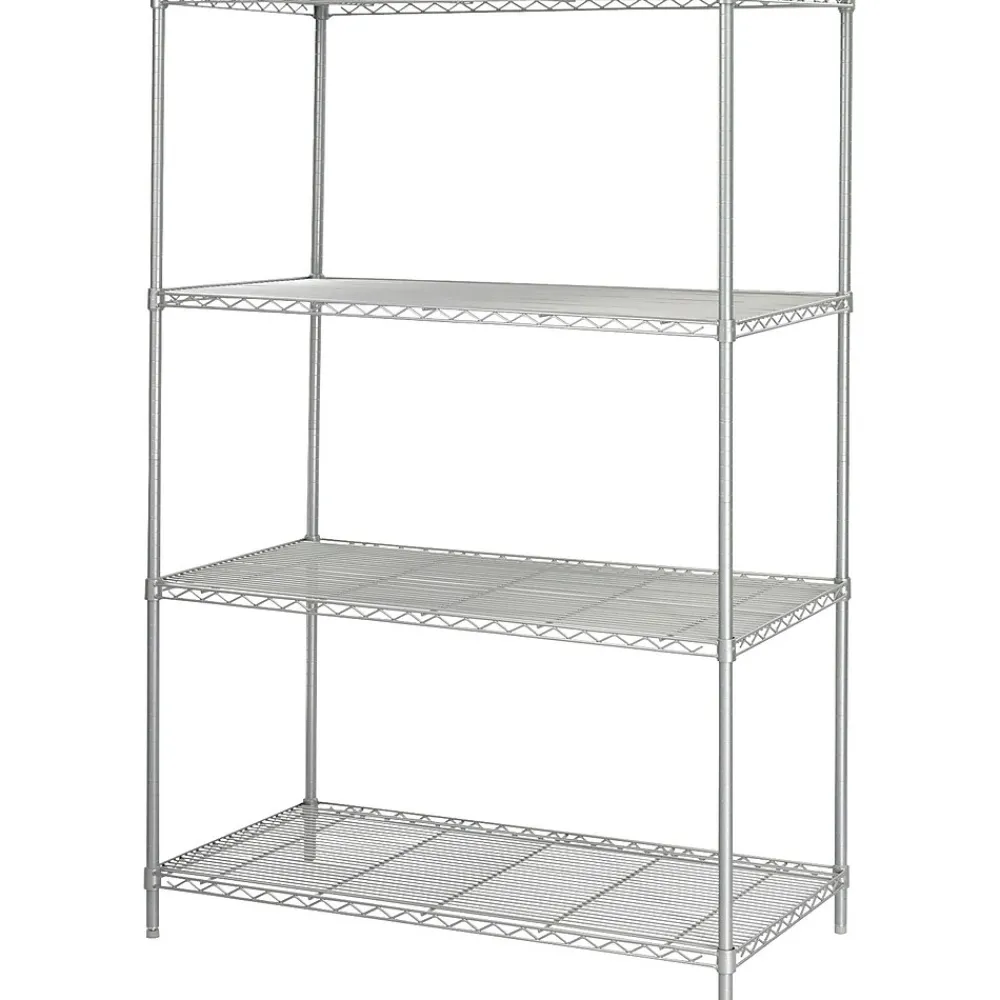 Shelving*Safco Industrial 4-Shelf Metal Stand Alone, 48.03", Metallic Gray (5294GR)