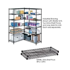 Shelving*Safco Industrial 2-Shelf Metal Extra Shelf, 48.03", Black (5296BL)