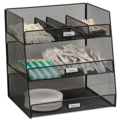 Safco Onyx Hospitality Break Room Organizer, 3-Tier, Black (3293BL)