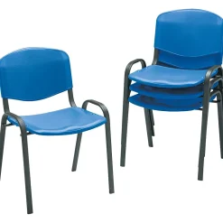 Folding & Stacking*Safco Polypropylene Office Chair Stacking Chair, Blue, 4/Carton (4185BU)