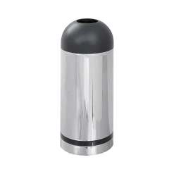 Reflections Indoor Trash Can w/Lid, Chrome/Black Steel, 15 Gal. (9871)<Safco Outlet