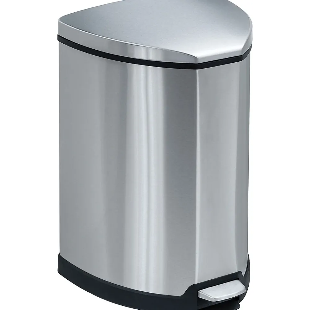 Stainless Steel Step Trash Can, 4 Gallon, Black (9685SS)<Safco Online