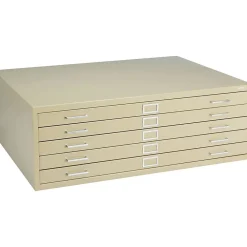 File Cabinets*Safco ® Steel Flat File, For Sheets up to 43" x 32", 5-Drawer, Tropic Sand, 16 1/2"H x 46 3/8"W x 35 3/8"D