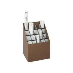 File Cabinets*Safco Upright 20-Slot Mobile Roll File, 22"H x 15"W x 12"D, Walnut Wood (3081)