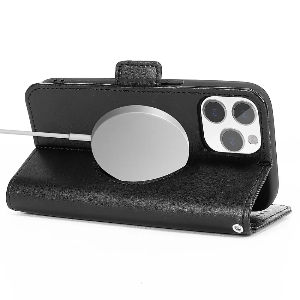 SaharaCase Folio Wallet MagSafe Phone Case for iPhone 15 Pro, Shock Absorbing, Black (CP00467)