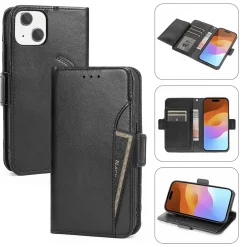 SaharaCase Folio Wallet MagSafe Phone Case for iPhone 15, Shock Absorbing, Black (CP00445)