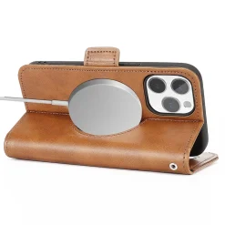 SaharaCase Folio Wallet MagSafe Phone Case for iPhone 15 Pro Max, Shock Absorbing, Brown (CP00481)