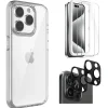 SaharaCase Hybrid-Flex Case with Glass Screen, Camera Protector for iPhone 15 Pro Max, Shock Absorbing, Clear (CP469ZD128ZD131)