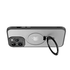 SaharaCase Hybrid-Flex Kickstand MagSafe Phone Case for iPhone 15 Pro Max, Shock Absorbing, Clear Black (CP00483)