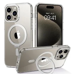 SaharaCase Hybrid-Flex Kickstand MagSafe Phone Case for iPhone 15 Pro Max, Shock Absorbing, Clear (CP00473)