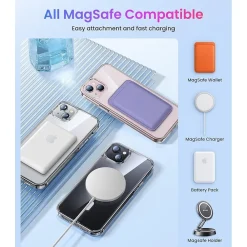 SaharaCase Hybrid-Flex Kickstand MagSafe Phone Case for iPhone 15, Shock Absorbing, Clear (CP00442)