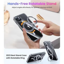 SaharaCase Hybrid-Flex Kickstand MagSafe Phone Case for iPhone 15, Shock Absorbing, Clear (CP00442)