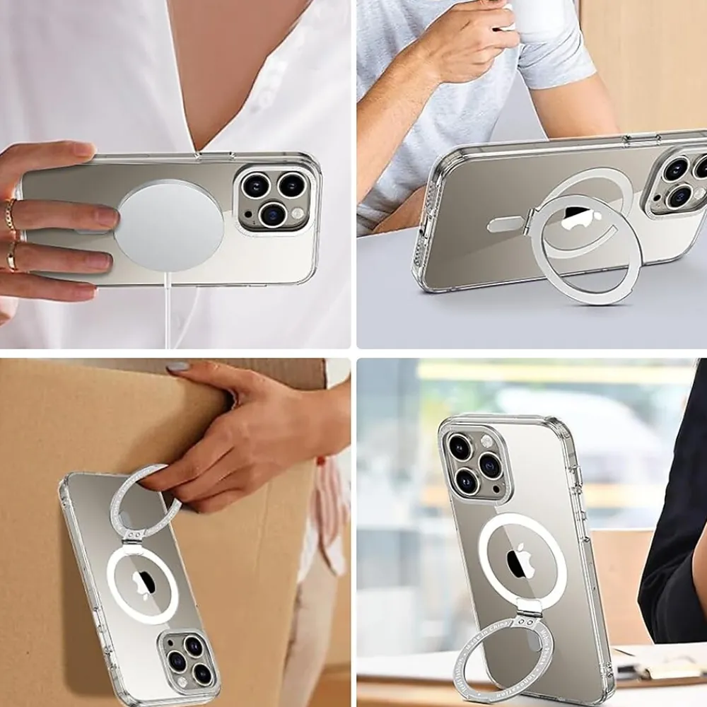 SaharaCase Hybrid-Flex Kickstand MagSafe Phone Case for iPhone 15 Pro, Shock Absorbing, Clear (CP00460)