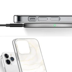 SaharaCase MagSafe Phone Case for iPhone 15 Pro Max, Shock Absorbing, White Marble (CP00476)