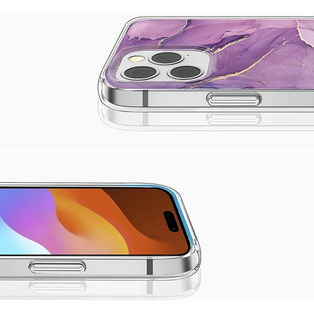 SaharaCase MagSafe Phone Case for iPhone 15 Pro Max, Shock Absorbing, Purple Marble (CP00474)
