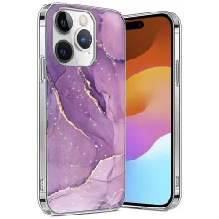 SaharaCase MagSafe Phone Case for iPhone 15 Pro, Shock Absorbing, Purple Marble (CP00461)