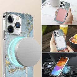 SaharaCase MagSafe Phone Case for iPhone 15 Pro, Shock Absorbing, Blue Marble (CP00462)