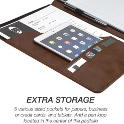 Faux Leather Padfolio, Tan/Brown (SAM71656)<Samsill New