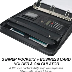 Leather Zippered Padfolio, Black (15670)<Samsill Outlet