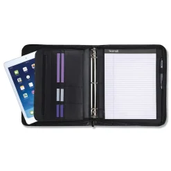 Professional Faux Leather Portfolio Case with Zipper Closure, Black (SAM15650)<Samsill New