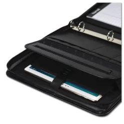 Professional Faux Leather Portfolio Case with Zipper Closure, Black (SAM15650)<Samsill New