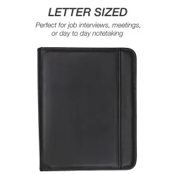 Professional Leather Padfolio/Notepad, Black (70820)<Samsill New