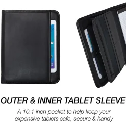 Professional Leather Padfolio/Notepad, Black (70820)<Samsill New