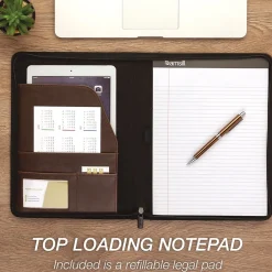 Vintage Plastic Padfolio with Zipper Closure, Dark Brown (SAM70836)<Samsill Online