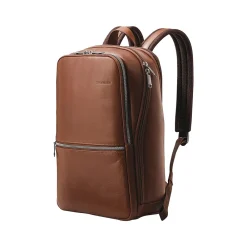 Classic Leather Laptop Backpack, Solid, Cognac (126036-1221)<Samsonite Best